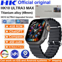 New HK10 ULTRA 3 MAX Smartwatch 2025 49mm HD AMOLED 4G ROM Bluetooth Network Call Robot Clock NFC Compass Smart Watch Men Women