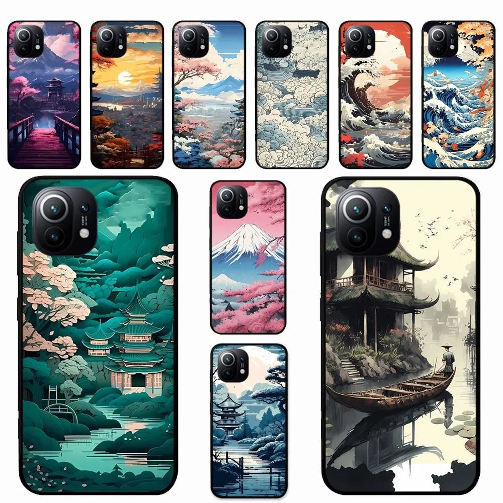 

Japanese Landscape Phone Case For Xiaomi Mi 5X 8 9 10 11 12 lite pro 10T PocoX3pro PocoM3 Note 10 pro lite