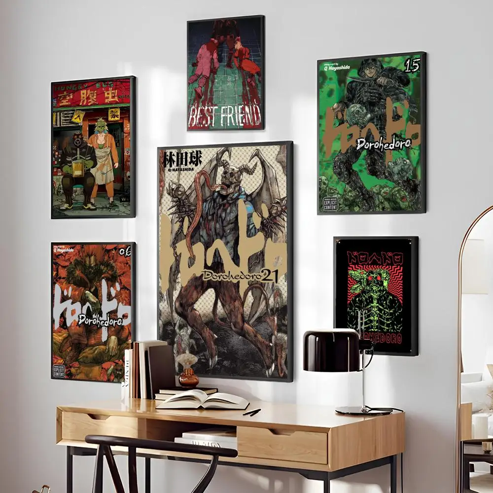 1PC Japanese Fantasy Anime Comic Dorohedoro Poster Self-adhesive Art Waterproof Paper Sticker Coffee House Bar Room Wall Decor