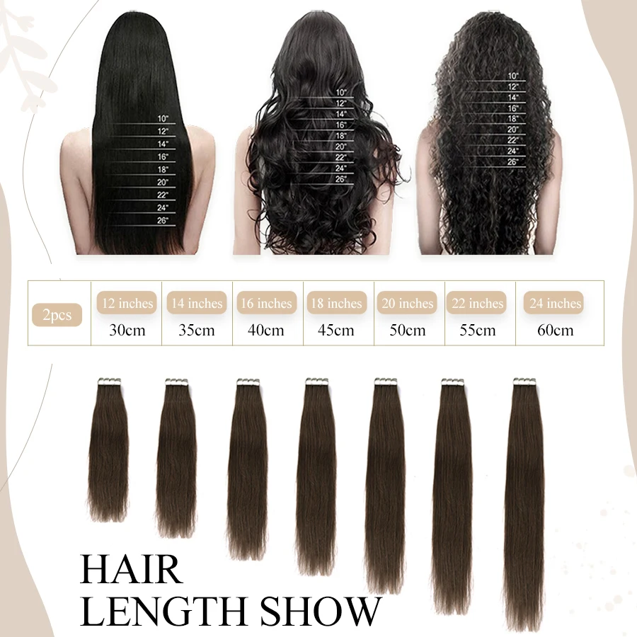 Paruks 2 Stuks Tape Hair Extensions Non-Remy Human Fusion Hair Machine-Gemaakt Dubbelzijdig Plakband In Hair Extensions