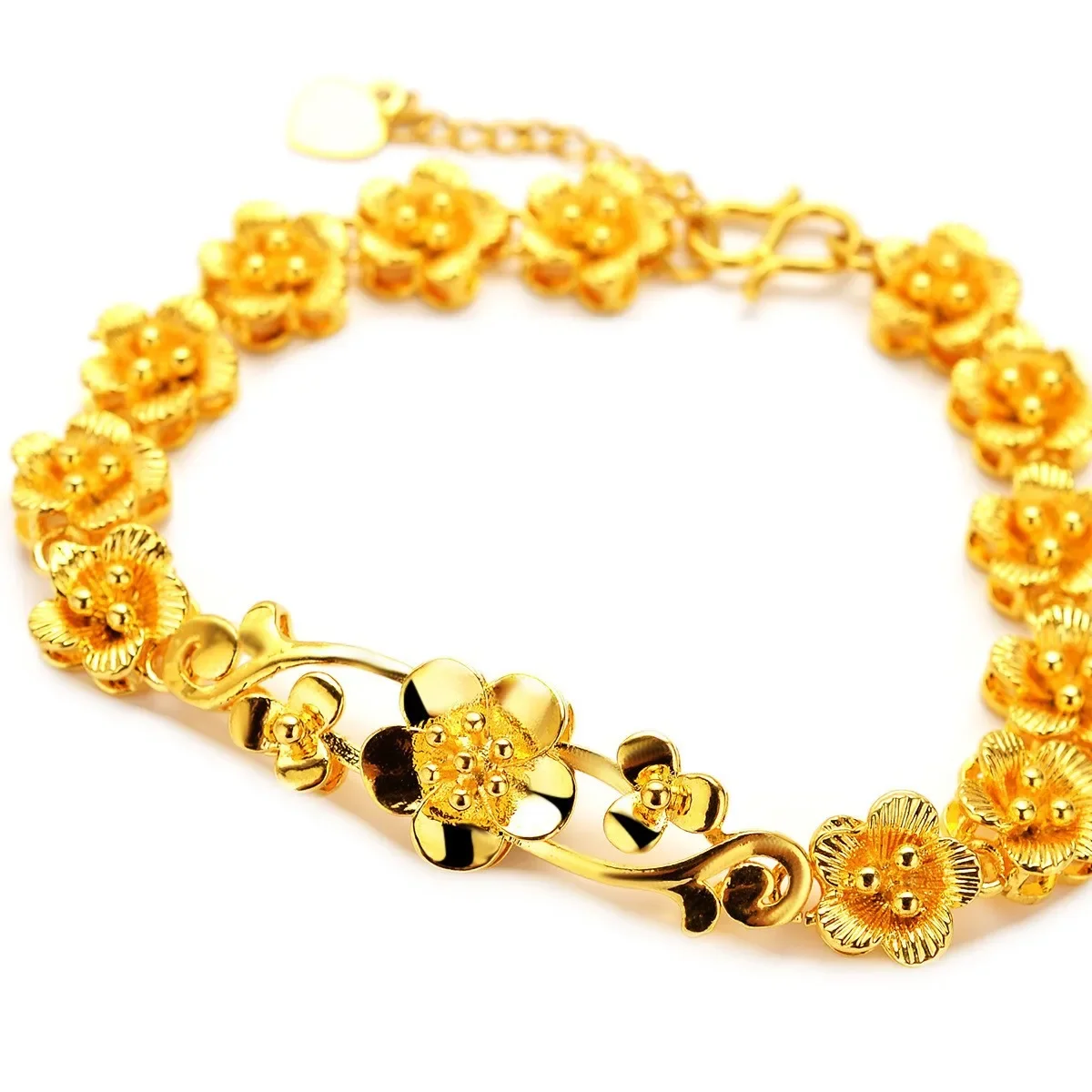 Noble AU999 gold bracelet 24K pure gold ladies jewelry fashion trend goddess flower bracelet wrist chain for girlfriend