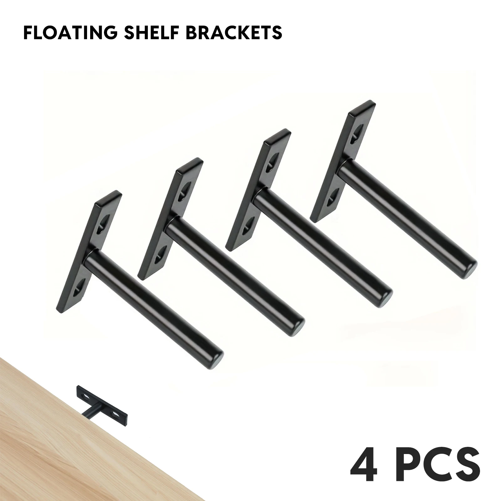 4Pcs Metal Floating Shelf Brackets Invisible Nail-Fixed Wall Mounted Brackets Hidden Partition Shelf Supports for Home Decor