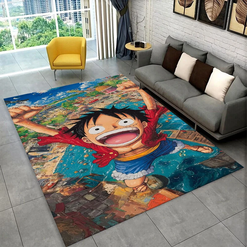 Anime Zoro One Piece Cartoon-Teppich für Spielzimmer, Schlafzimmer, Wohnzimmer, Sofa, Heimdekoration, Kinderteppich, rutschfeste Bodenmatte