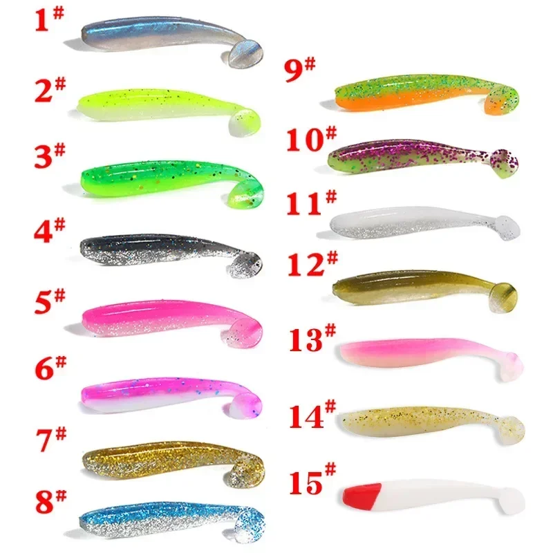 10 Pcs Soft Bait Fishing Lure T Tail Topwater 1.8g/6.5cm Silicone 12 Colors Soft Artificial Lure Perch Bass Fishing Tackle