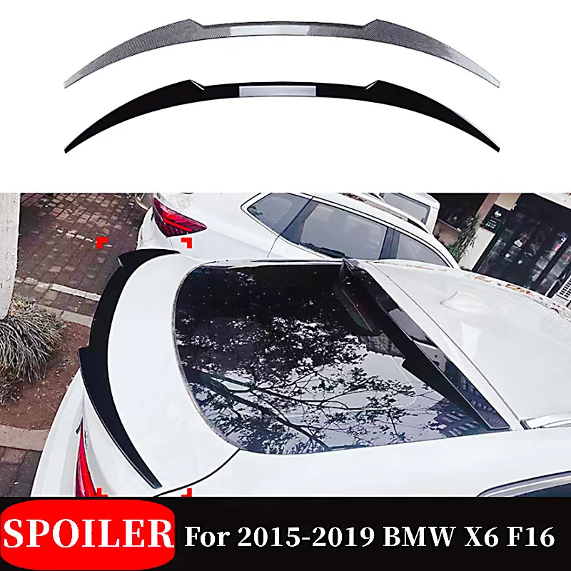 

For 2015-2019 BMW X6 F16 Rear Trunk Boot Lid Lip Roof Spoiler Wings Black Carbon Car Styling Tuning Exterior Accessories