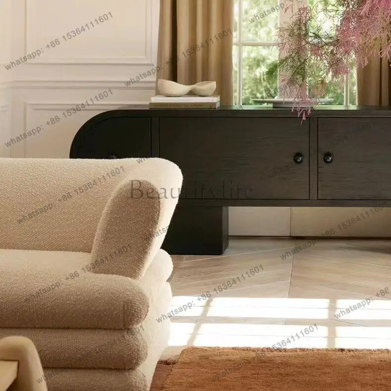 LS modern solid wood dining side cabinet against the wall TV living room minimalist storage retro storage cabinet thickened