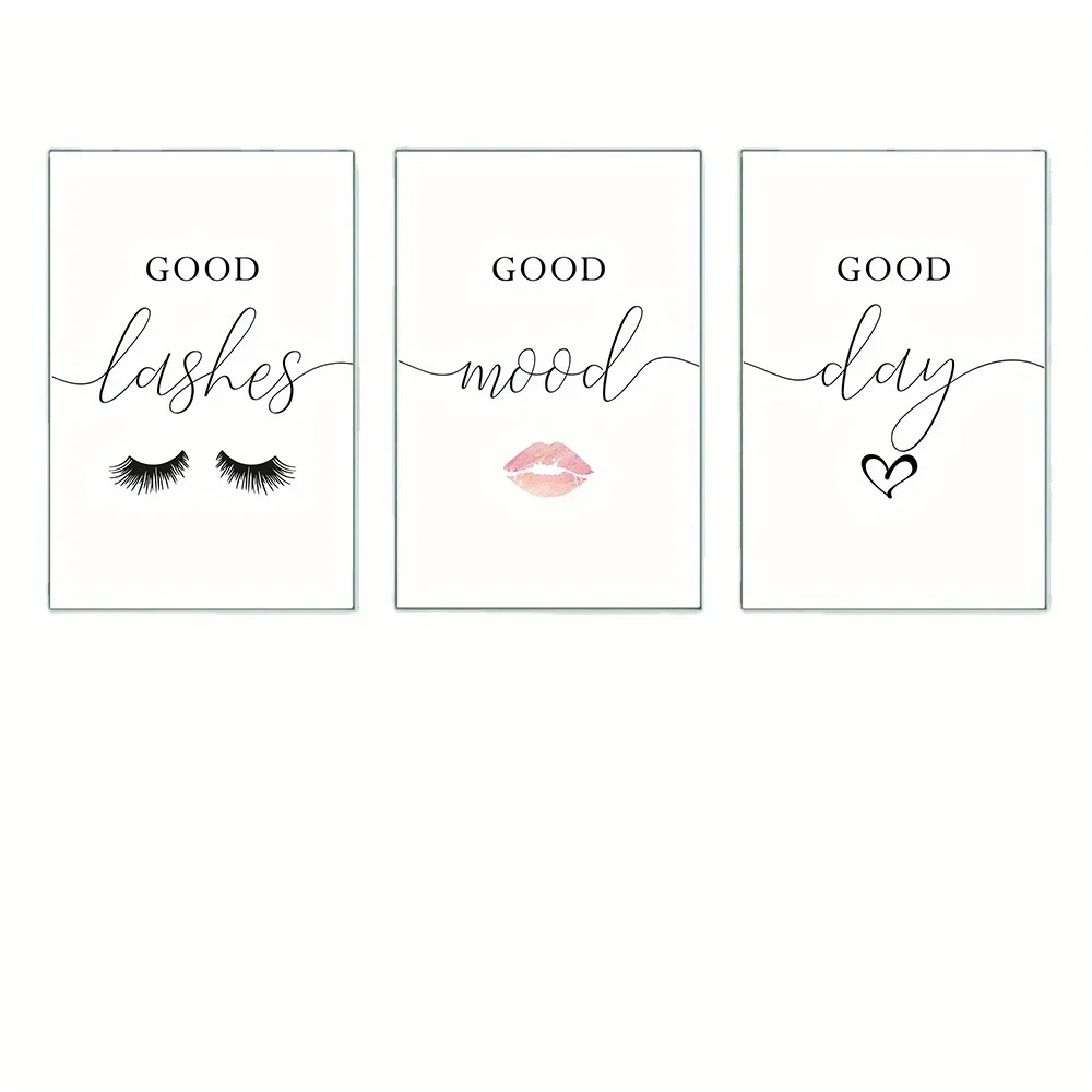 3pcs Eyelashes Makeup Vanity Lashes Wall Art Posters And Prints Living Room Girl\'s Bedroom Decorative Canvas Paintings