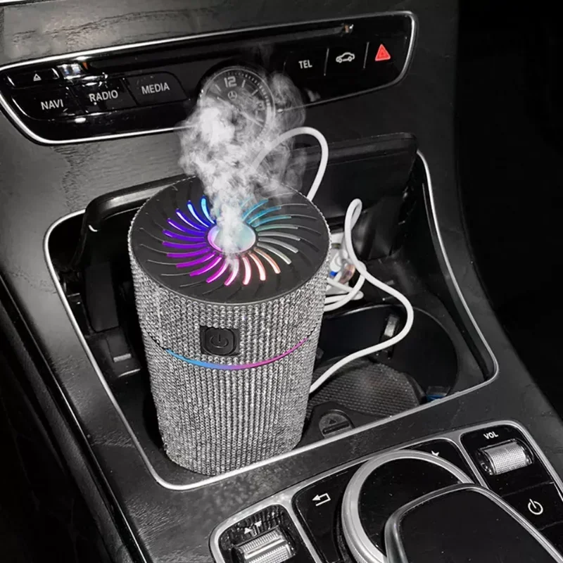 Luxury Diamond Car Diffuser Humidifier with LED Light Auto Air Purifier Aromatherapy Diffuser Air Freshener Car Accessories