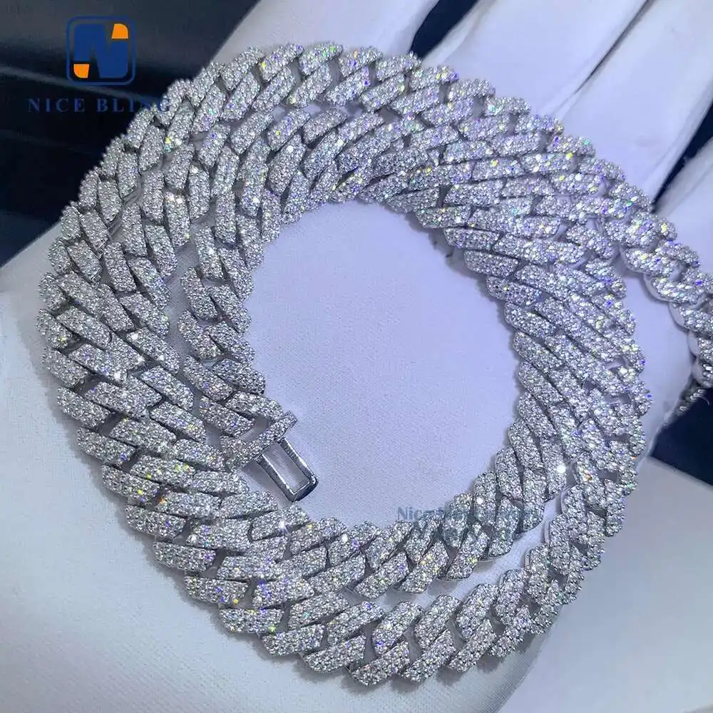 

Fast Shipping Hip Hop Jewelry for Men Women Custom 925 Sterling Silver Iced Out 8mm Moissanite Cuban Link Chain