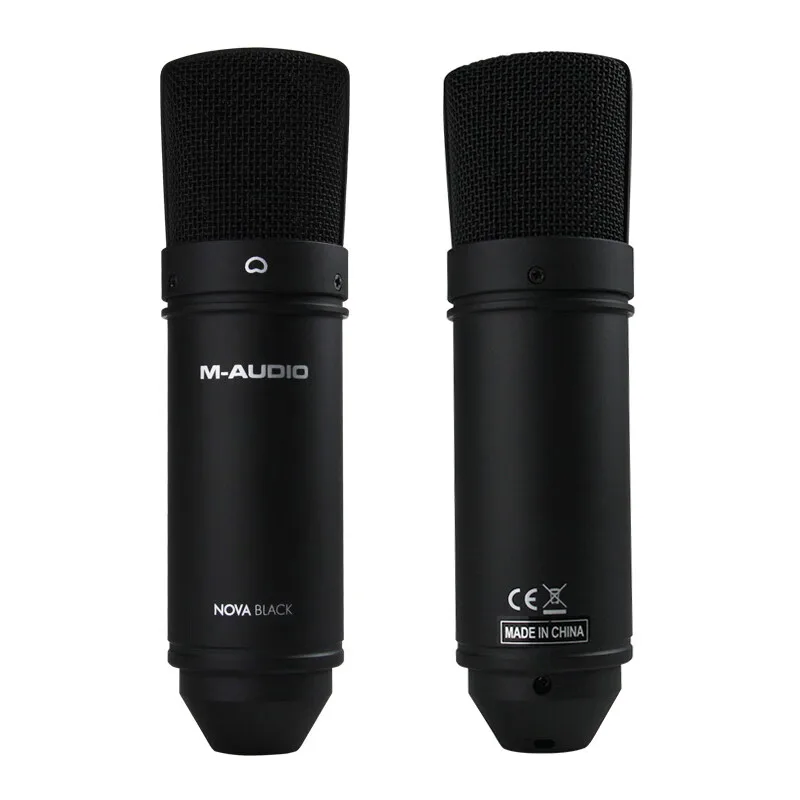 M-AUDIO NOVA Black Microphone Large Diaphragm Professional Capacitor Mike Voice Recording Heart Pointing To The Microphone