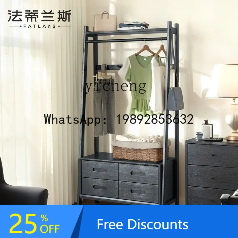 

F1 pure solid wood retro medieval black bedroom home storage hanger