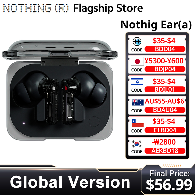  Global Version Nothing Ear (a) Bluetooth Earphone  45dB Active Noise Cancelling ANC Dynamic 42.5 hours listening Fashion Design 