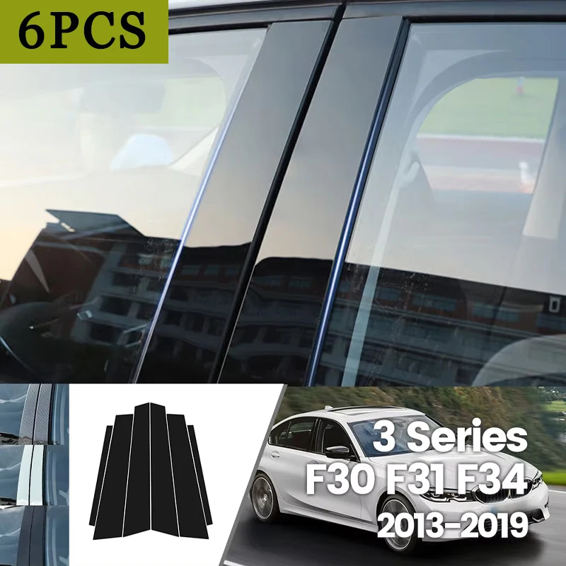 

For BMW 3 Series F30 F31 F34 2013-2019 2014 2015 Bright Black Carbon Fibre Window Door Waterproof B C Sticker