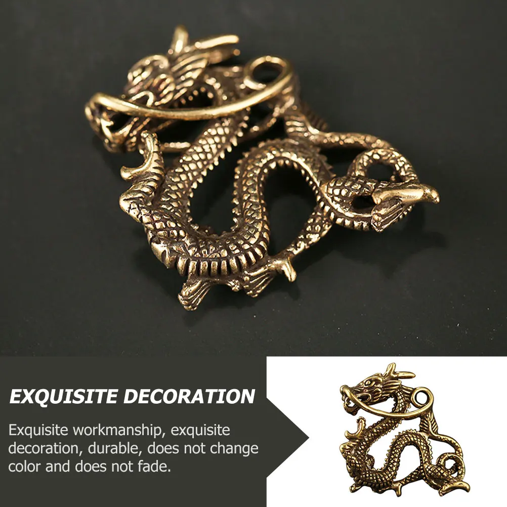 

3pcs Brass Dragon Keychain Pendant DIY Accessory Small Bronze Ware Zodiac Charm Jewelry Part Non fading Decor