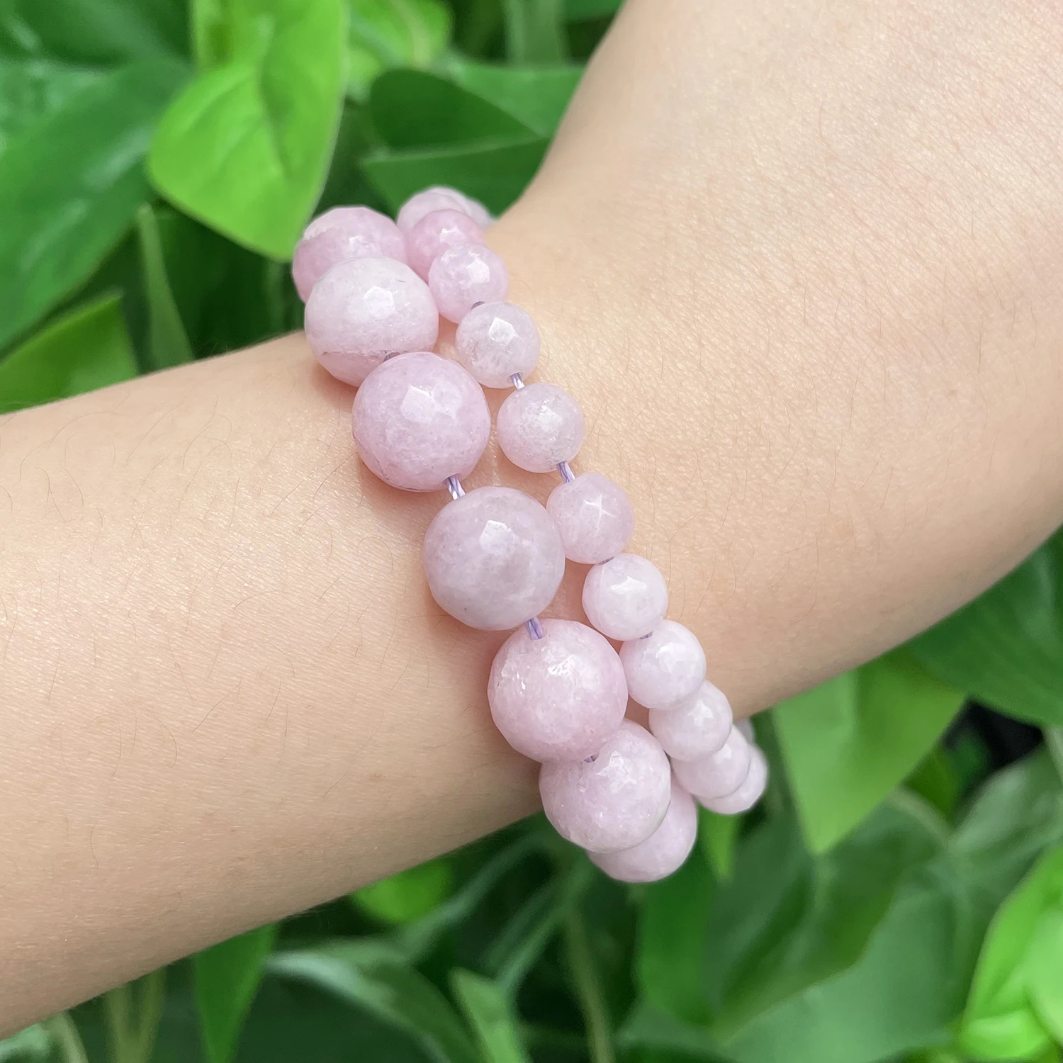 Natural Stone Faceted Purple Kunzite Beads Round Loose Spacer Beads Diy Handmade Bracelet for Jewelry Making Accessories 15\'\'