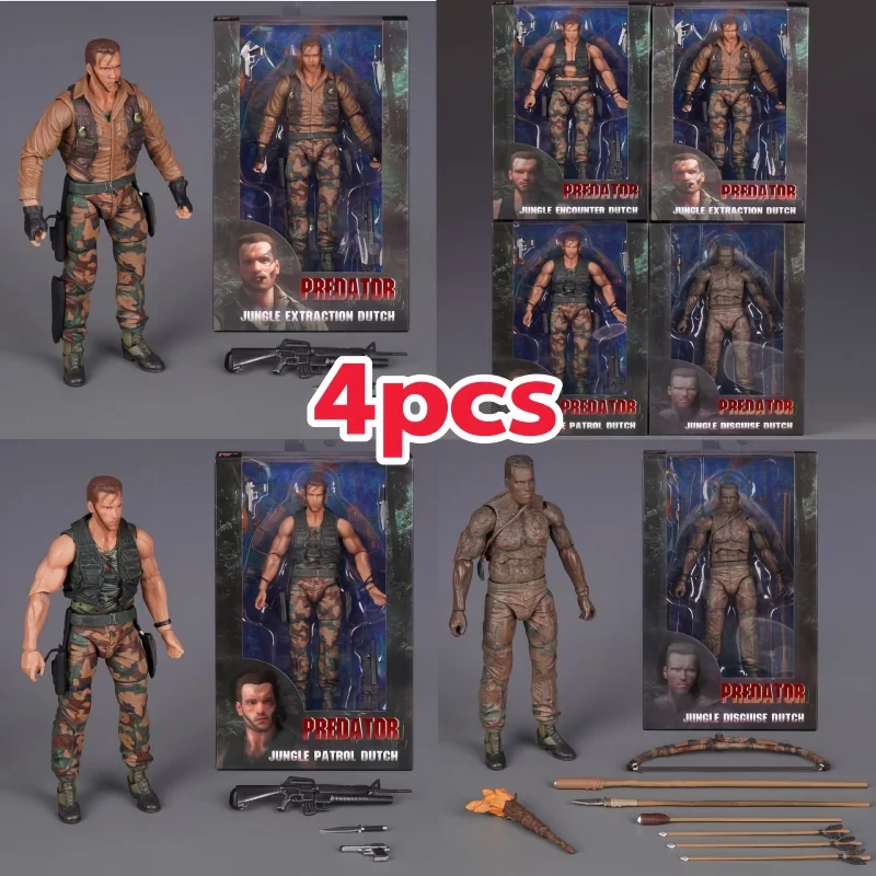 

In Stock Ko Neca Predator Jungle Extraction Dutch Action Figure Schwarzenegger Figurine Statue Model Desktop Decoration Toys