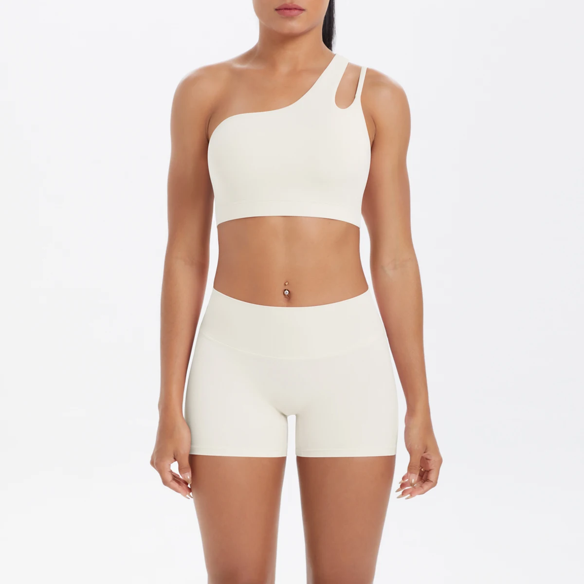 Yoga Anzug Sport Set Gym Sport Crop Tops Einfarbig Nylon Yoga Bh Laufen Radfahren Sport Gym Workout Yoga Shorts – Detail 25