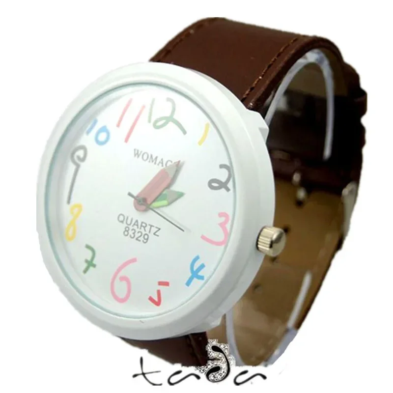 New Hot Women Casual Quartz Watch Big Dial Leather Pencil Relojes Fashion Ladies Cartoon Cute Wristwatches Womage Clock Female