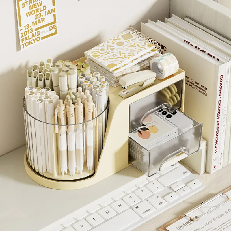 Desktop Rotating Makeup Brush Storage Container Makeup Storage Box Large Capacity Stationery Shelf Lipstick Eyeshadow Holder