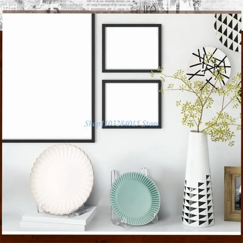 R6FF Clear Acrylics Easel Plate Display Stand 5.9Inch Picture Frame Stand for Book Photo Display Stand for Wedding Birthday