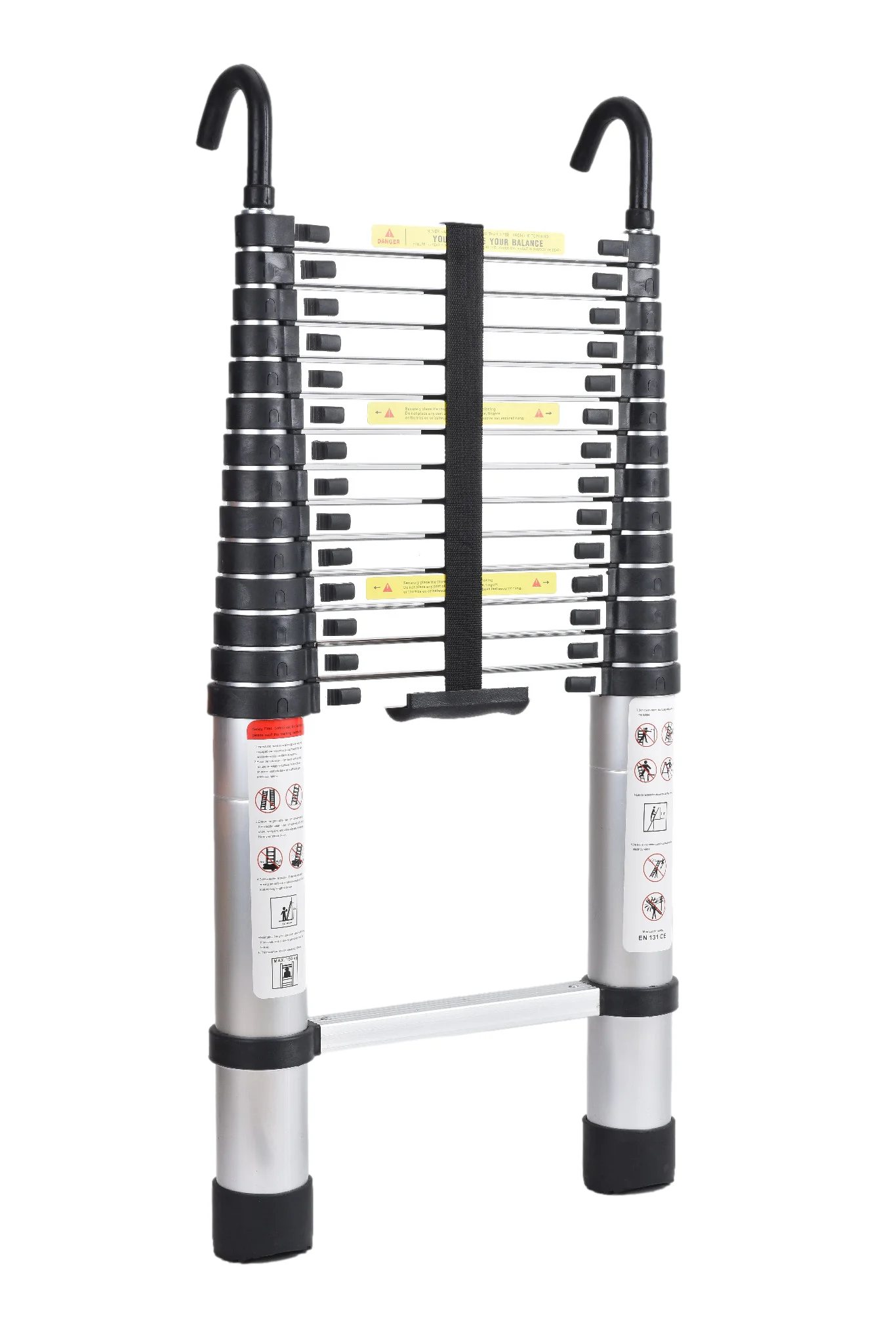 Telescopic Extension Ladder Aluminum Telescoping Ladder with 2 Hooks, Multi-Purpose Ladder Extendable Ladder, 150 KG Capacity