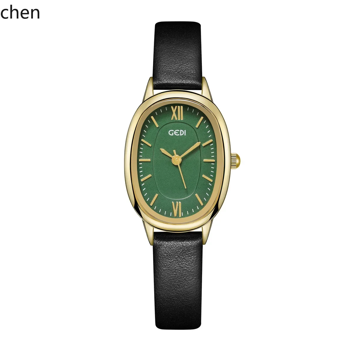 V9 new oval dial minimalist retro high-end small genuine leather quartz watch