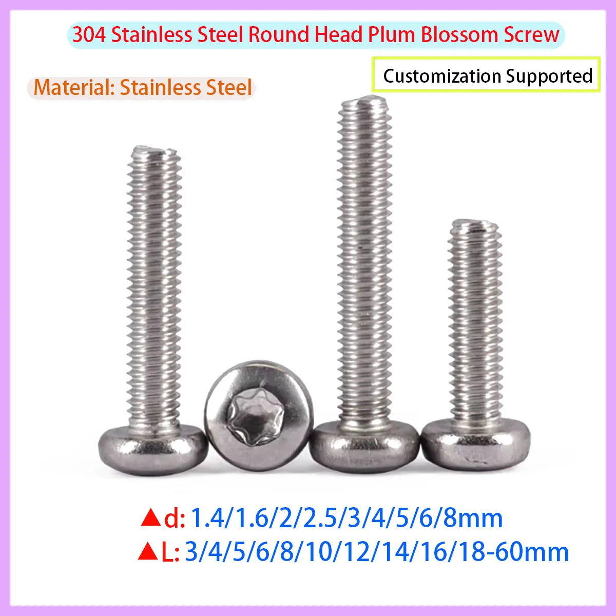 

304 Stainless Steel Six Petal Torx Disc Head Screw Bolt M1.4 M1.6 M2 M2.5 M3 M4 M5 M6 M8 M10