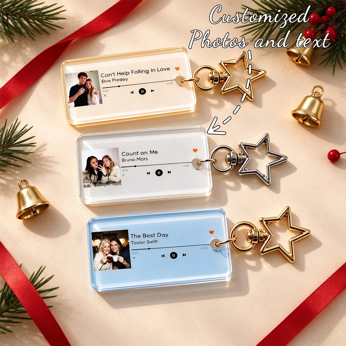 Personalized Music Photo Keychain Custom Song Keychain Spotify NFC Gift