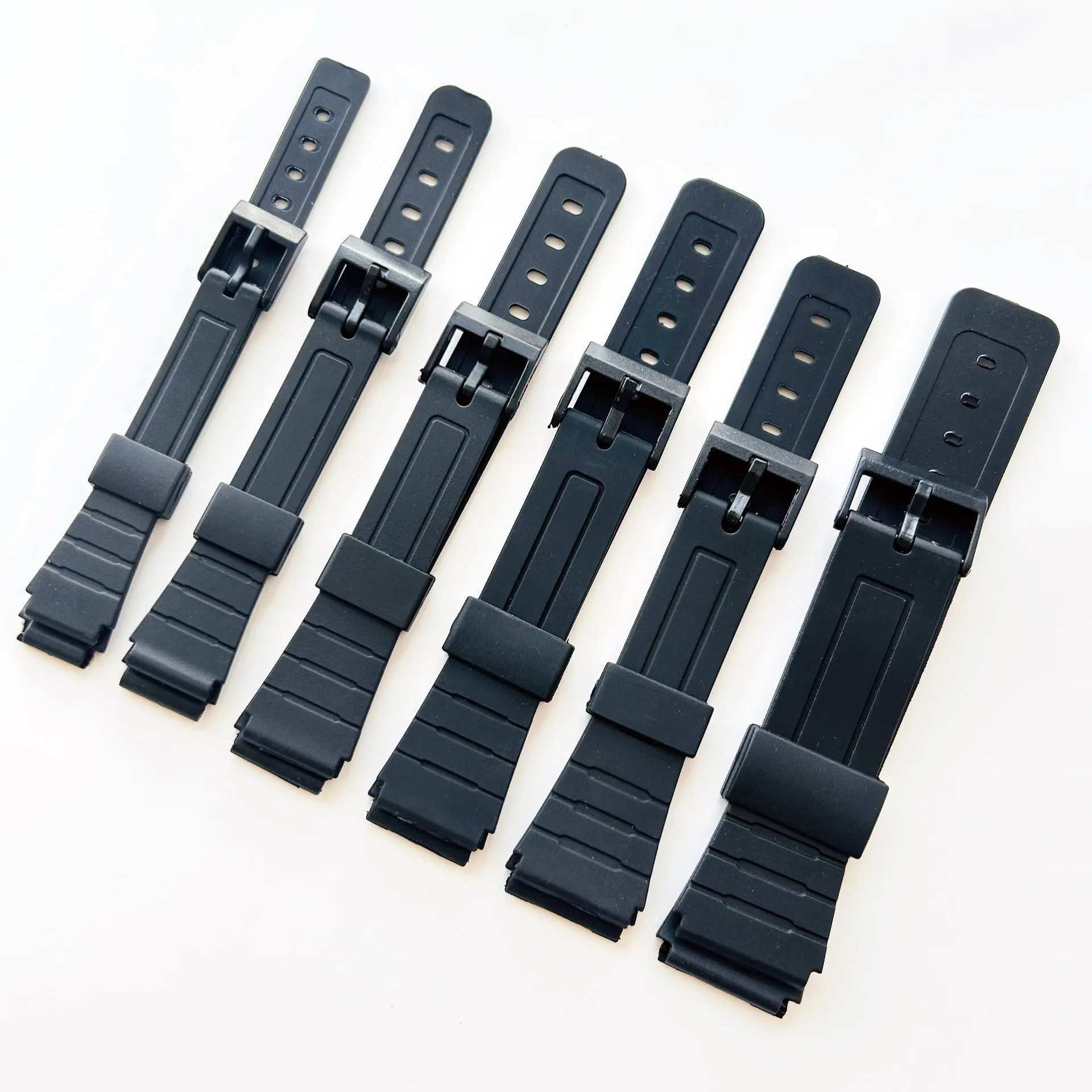 Fo 12mm 14mm 16mm 18mm 20mm 22mm Casio PU Watch Strap Series F91W Bracelet W800H AE1200 SGW400H Convex Watchband Band Wristband
