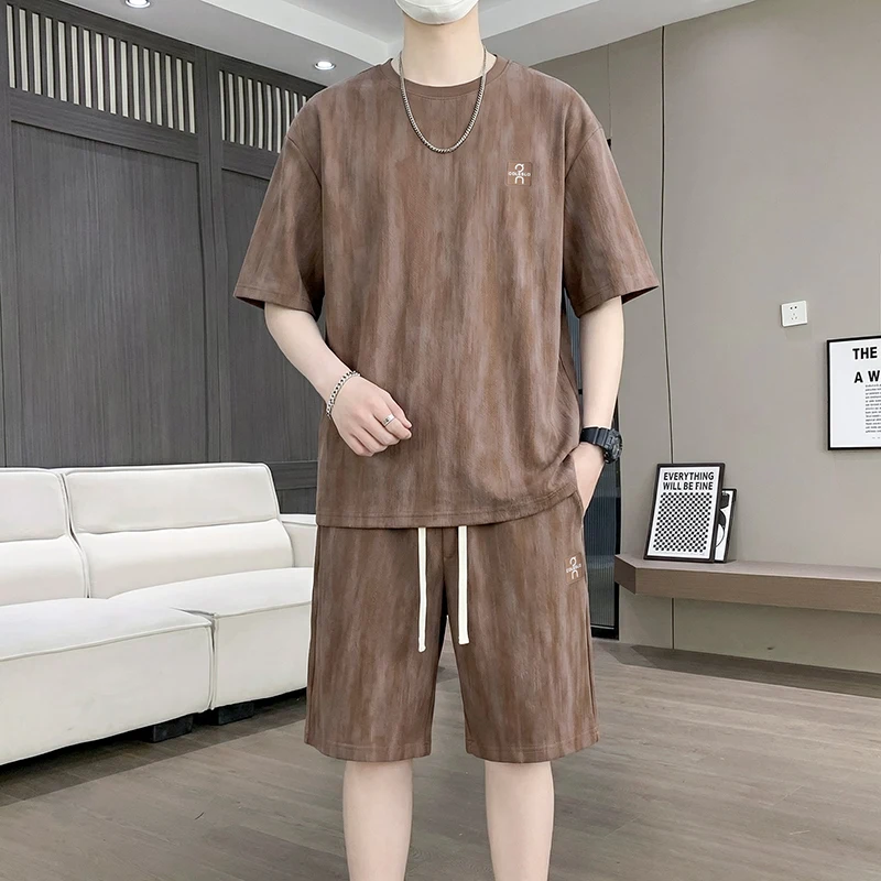【T-Shirt + 5-Point Shorts】Men's T-Shirt Set New Summer Fashion Unique Tie-Dye Street Style Trendy Sports Casual Two-Piece Suit view 2
