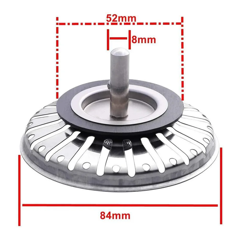 Joint d'étanchéité en caoutchouc en acier inoxydable, bouchon de crépine d'évier, remplacement de bouchon de poubelle, fournitures de cuisine, fournitures pour la maison, 84mm, 1PC