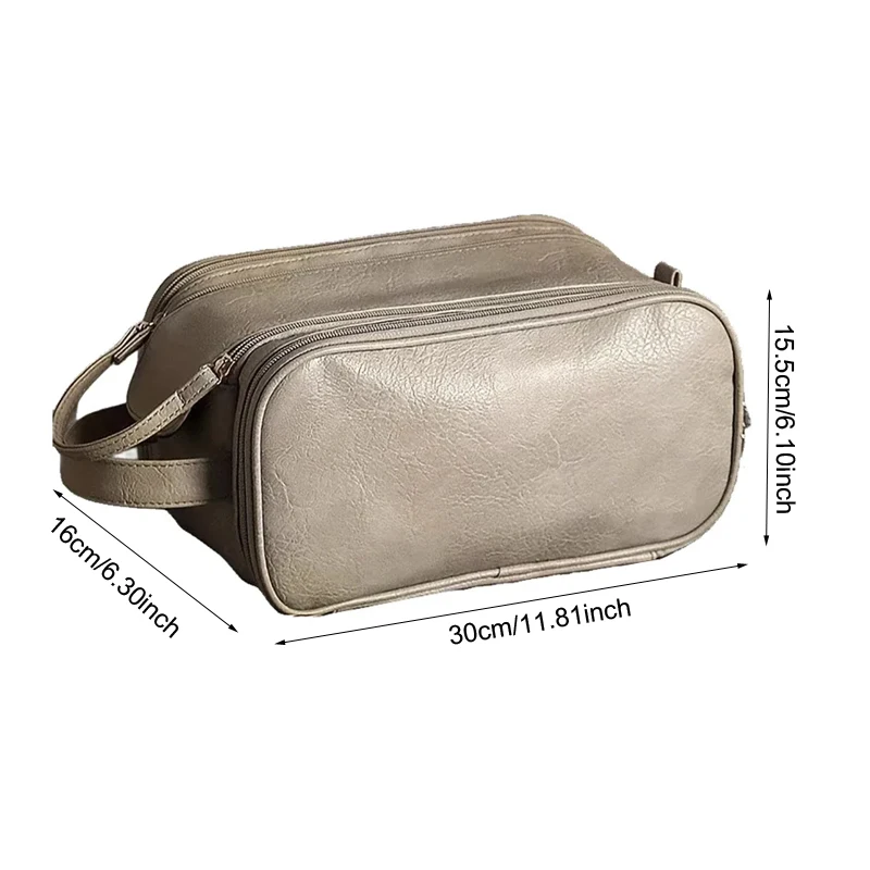 Borsa cosmetica in pelle PU di moda borsa da viaggio portatile multifunzionale con cerniera da viaggio borse da toilette organizzatore di borse per