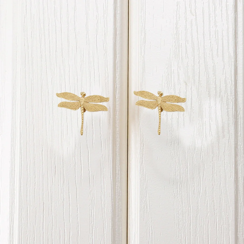 

1Pcs Dragonfly Shaped Brass Knob Decorative Drawer Handle Suitable for Cabinet Dresser Cupboard Wardrobe Metal Furniture Pull
