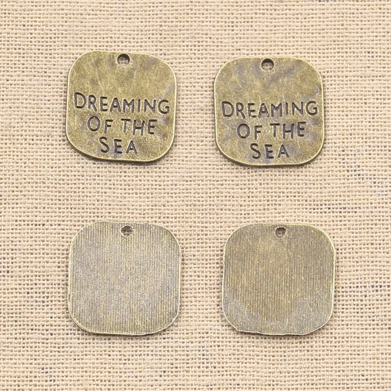 10pcs Charms DREAMING OF THE SEA 19x19mm Antique charms,pendant fit,Vintage Tibetan Bronze Silver color,DIY Handmade Jewelry