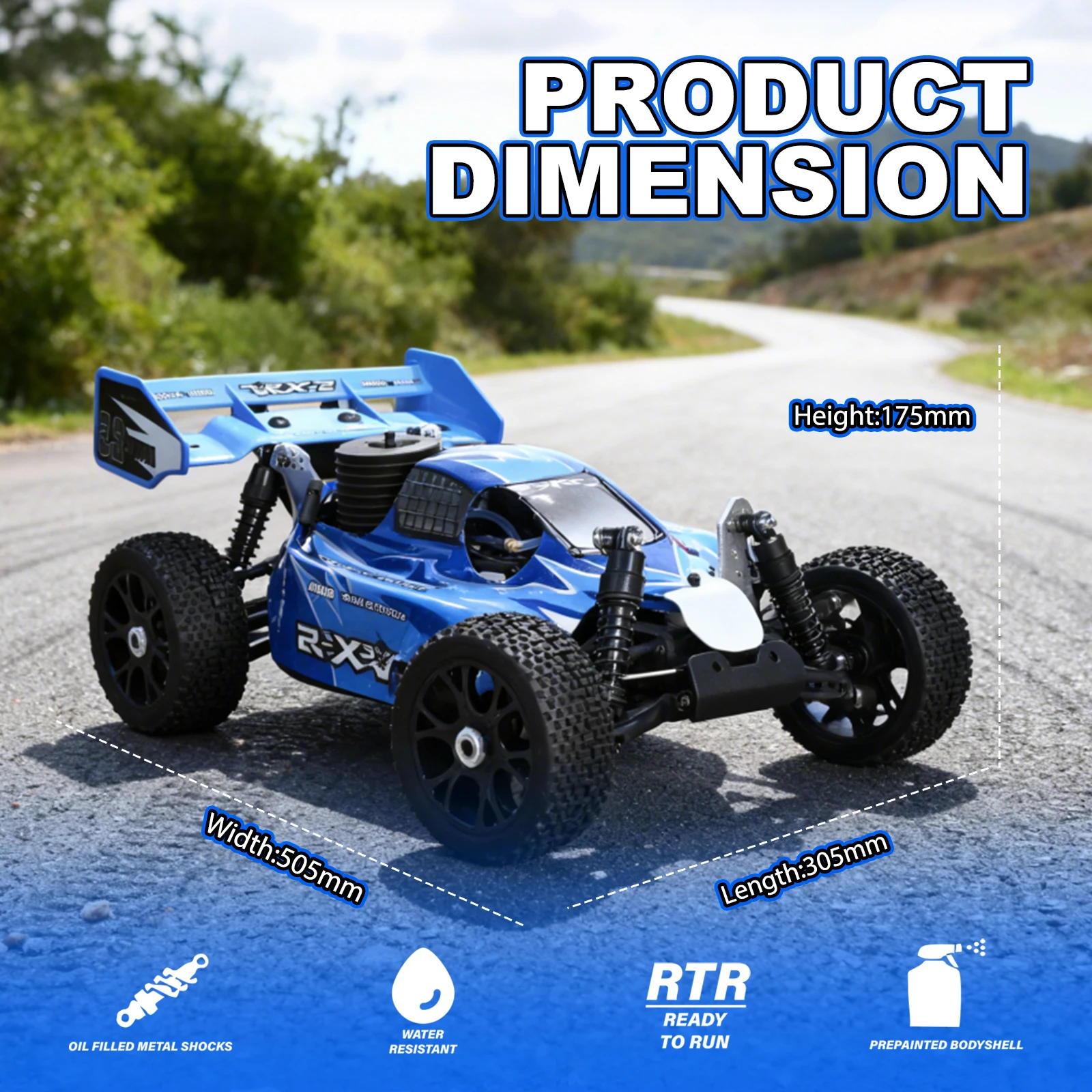 ¡excitación todoterreno con el Buggy VRX Racing RH802 VRX-2 1/8 Nitro RTR 4WD! Alimentado por un motor nitro SH.21