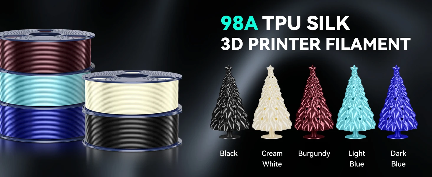 SUNLU 2 kg TPU-Seidenfilament, 1,75 mm, 1 kg Spule, flexibles, glänzendes Seidenfilament mit glatter Oberfläche für FDM-3D-Drucker, 98 A TPU-SEIDE – Detail 9