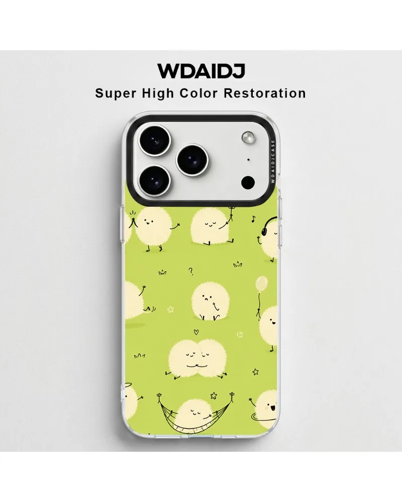 

Cute Fuzzy Creature Doodle Pattern Phone Case For iPhone 13 14 15 16 17 Whimsical Cartoon Style