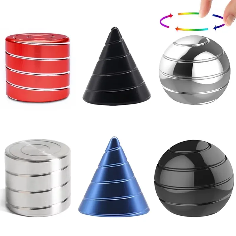 Kinetic Spinning Desk Toy Optical Illusion Fidget Spinner for Adults Office Metal Stress Relief Quiet Anxiety Cool Gadgets Stuff