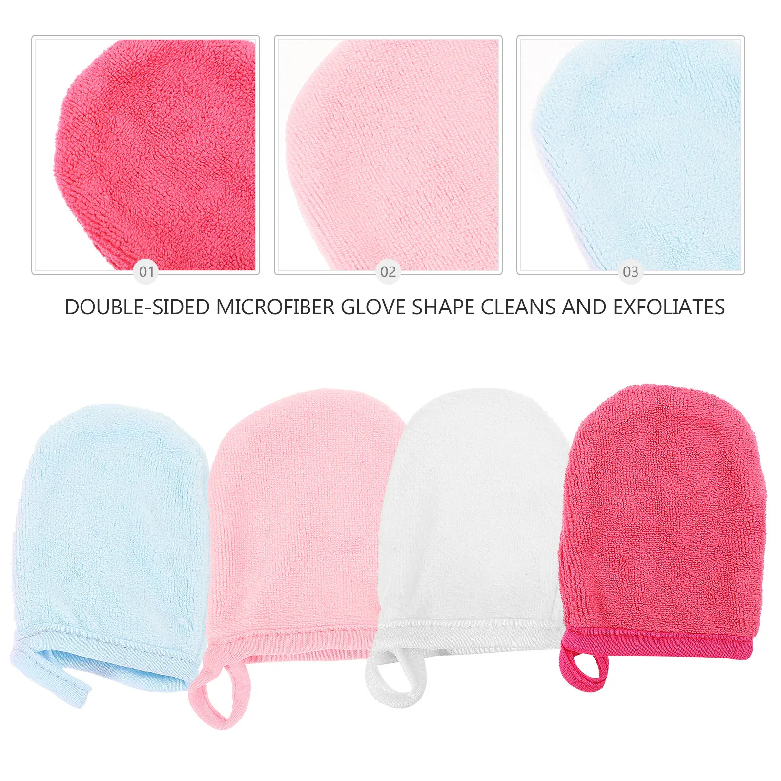 4Pcs Facial Cleaning Gloves Microfiber Makeup Remover Mitts Gentle Reusable Face Wash Mitts for Eyes Nose Hard to Reach Areas view 6
