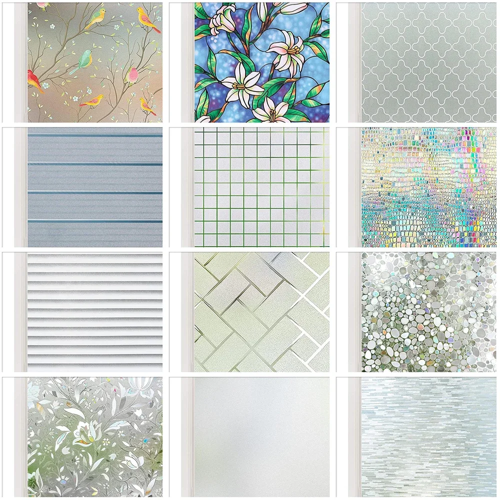Privacy Window Film Decorative Paper Sticker Non-Adhesive Lace Flower Decal Home Office Static Cling Glass Foil Wid 90 CM