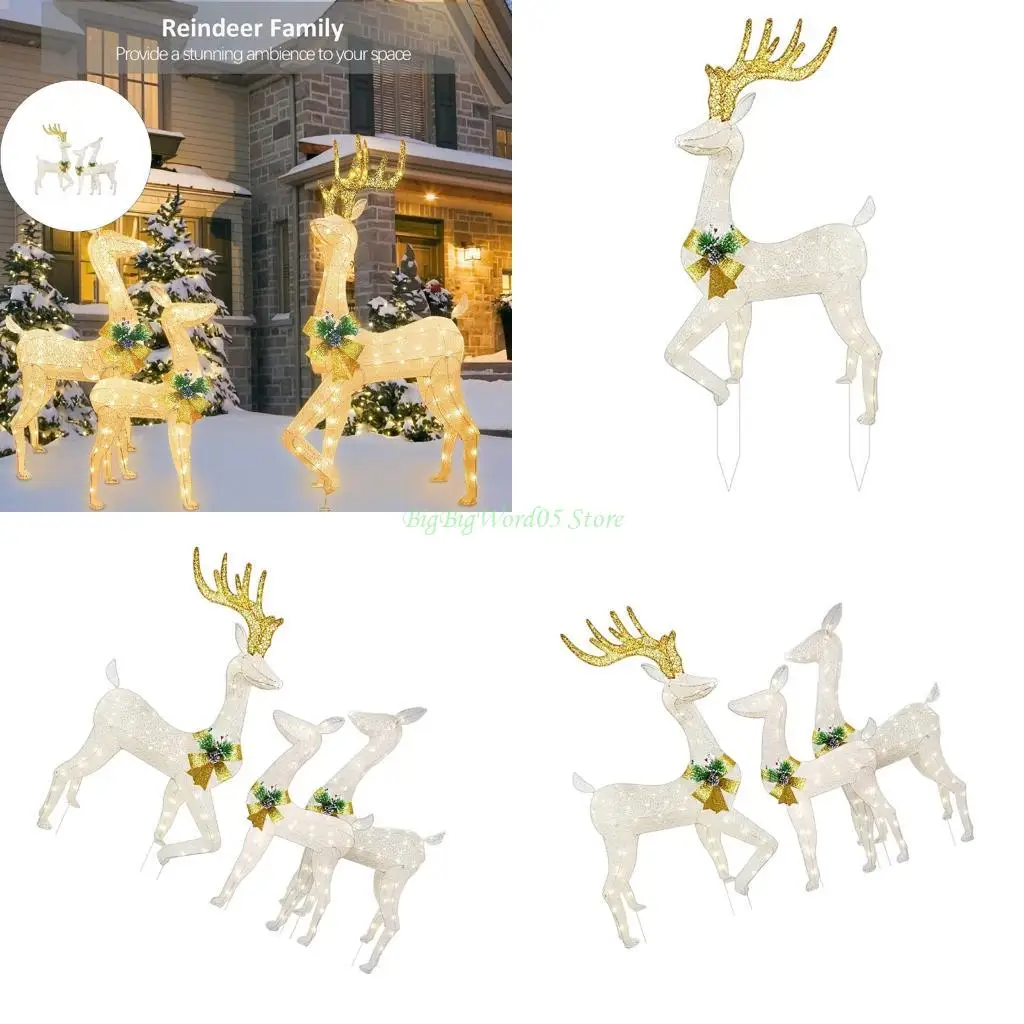 

24TE 3 шт., уличные рождественские украшения, яркий светодиодный светильник с оленями для сада, праздника, вечеринки, простота