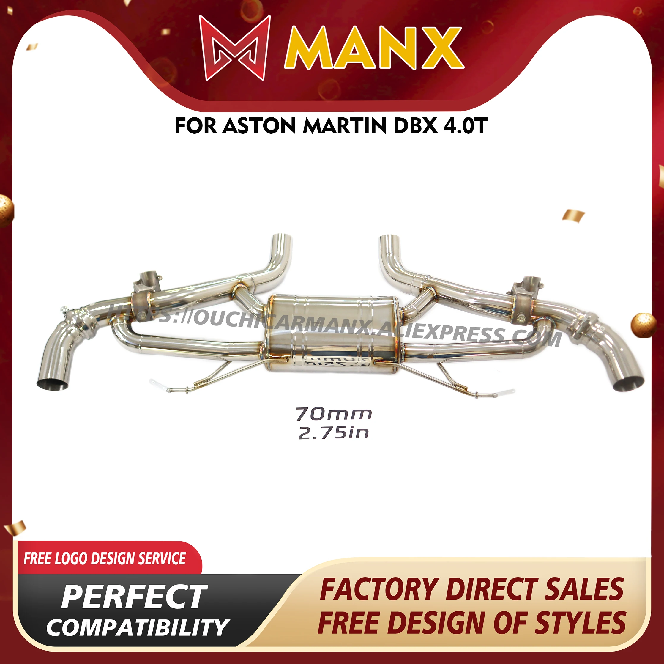 

MANX for Aston Martin DBX 4.0T High quality Catback OEM Valve Exhaust system Replacement installation