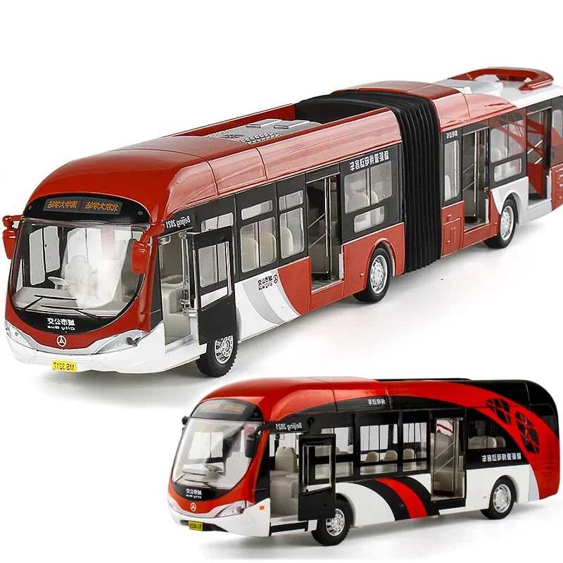 

Alloy Simulation Double Articulated Bus Boy's Large Size Toys Drop Resistant Children's Car Model Birthday Gift