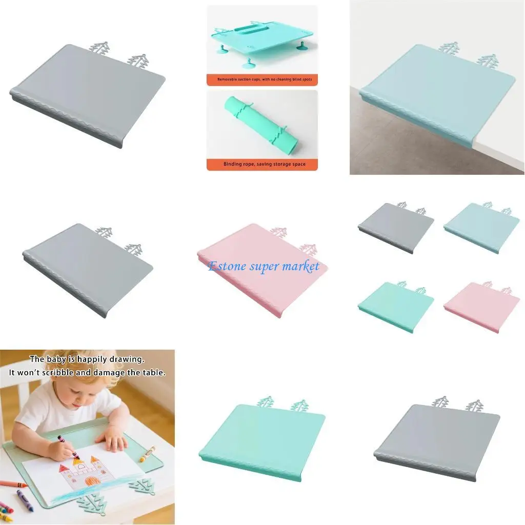

090B Kids Placemats Silicone Tablemats Baby Feeding Pad Reusable Anti Slip Mat