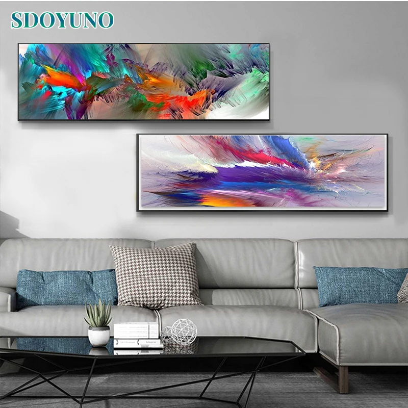 SDOYUNO Large Size Abstract Painting By Number Landscape Drawing On Canvas framed Coloring By Number Adults Crafts Kits Wall Dec