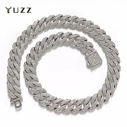 New 16MM Prong Cuban Link Chain Hip Hop Men 3Rows Rhinestone Necklace Iced Out Chain Women Paved Miami Polygon Cuban Necklaces
