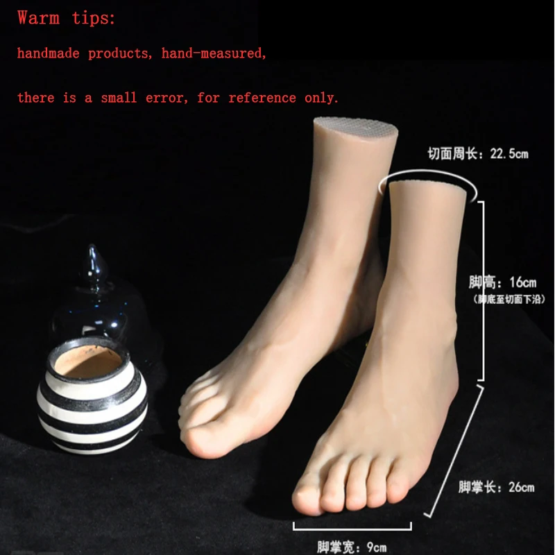 Silicone Foot Model Simulation Male Mannequin Feet Nail Art Practice Manicure Photograph Shoes Sock Display 4302