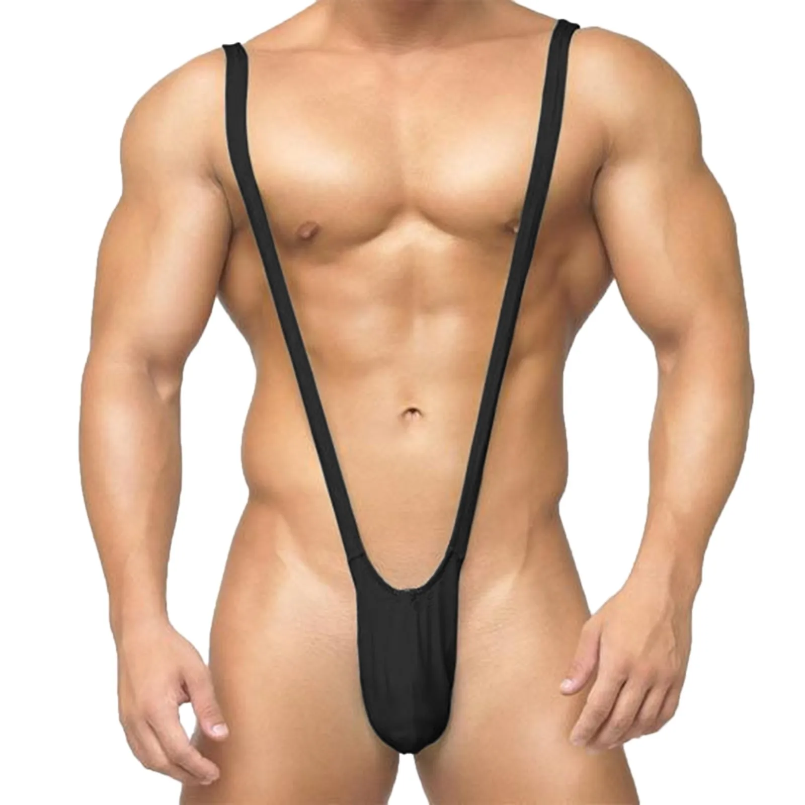 Ropa interior Sexy para hombre, tirantes, mono único, vendaje, lencería con bolsa, Bikini, lencería erótica, Tanga, suspensorio