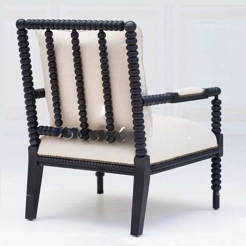 Neoclassical solid wood sofa/retro chair/fabric soft bag stool