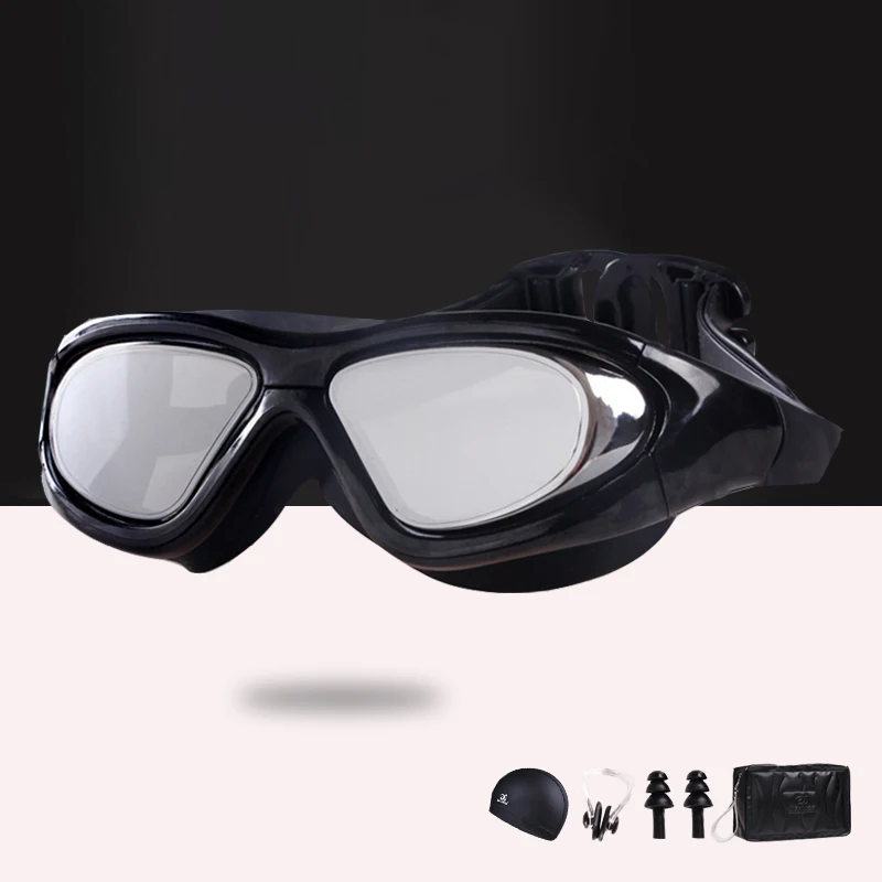 

Мужские, женские, мужские, HD водонепроницаемые очки для плавания, головной убор, Фотосумка, Набор противотуманных ультрафиолетовых силиконовых очков для дайвинга 4 шт./компл.